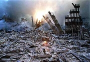 Destroyed World Trade Center after 911 attacks