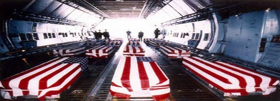 flag draped coffins