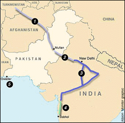 Map of proposed Unocal pipeline