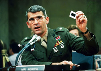 Oliver North testifying before Congress
