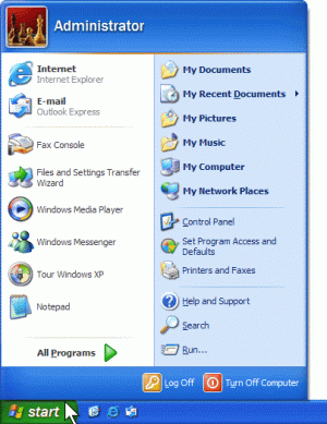 Windows XP Start menu